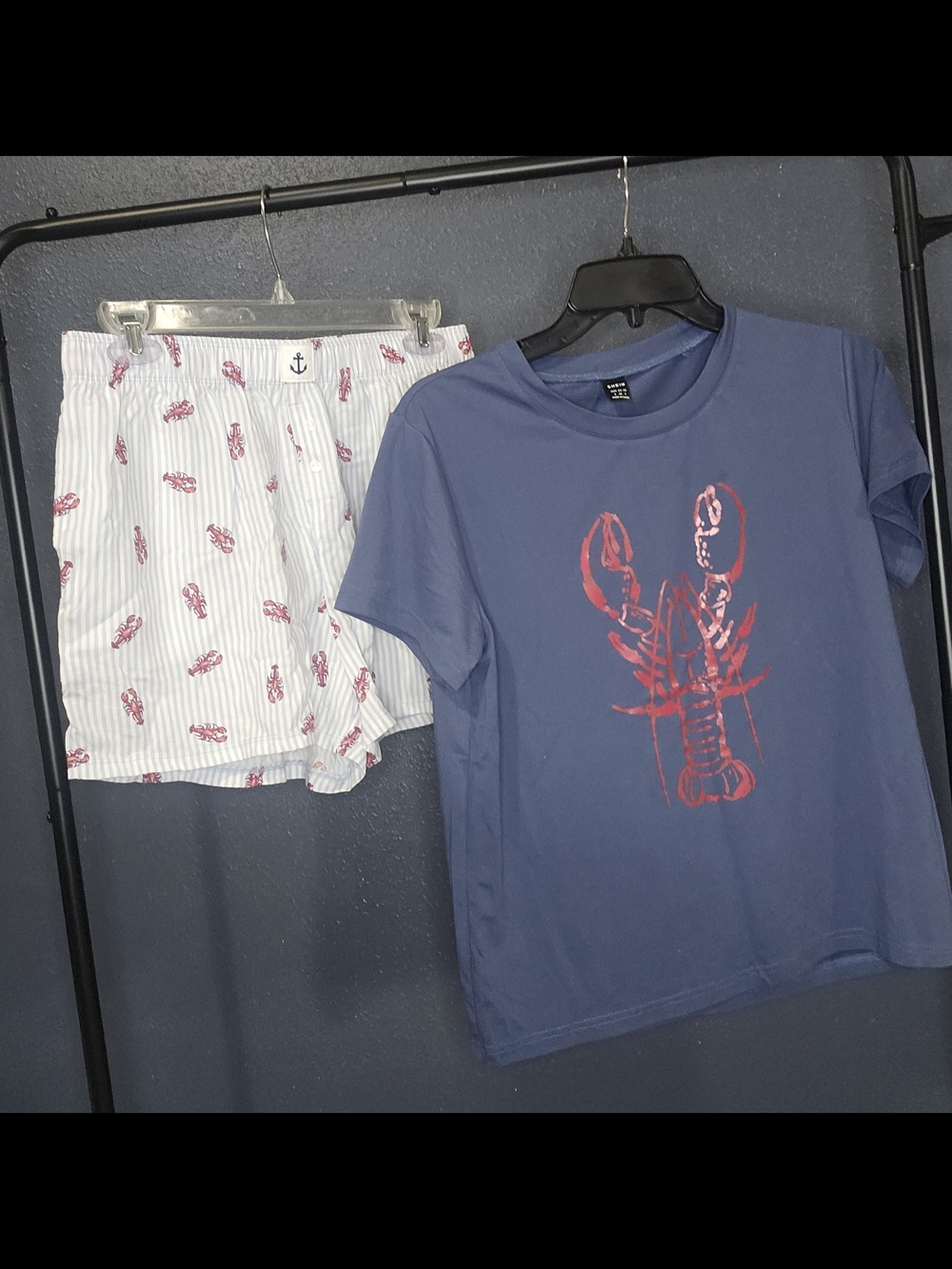 Women's Blue Lobster Print Pajama Set